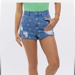 NWT Women’s Le Lis Collection Smiley Face Shorts Distressed w/ pockets size S